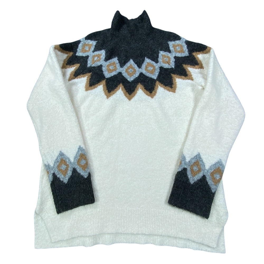 Abercrombie & Fitch Sweater Small Wool Blend Ivory Long Sleeve Southwest Aztec‎